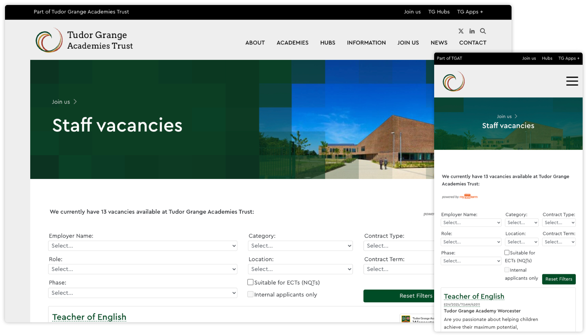 Staff Vacancies (mynewterm integration)